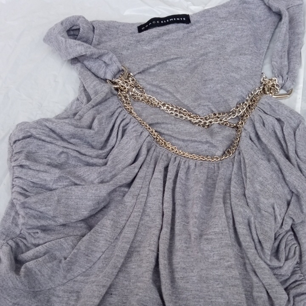 Grace Elements Heather Gray Blouse With Silver Ch… - image 4